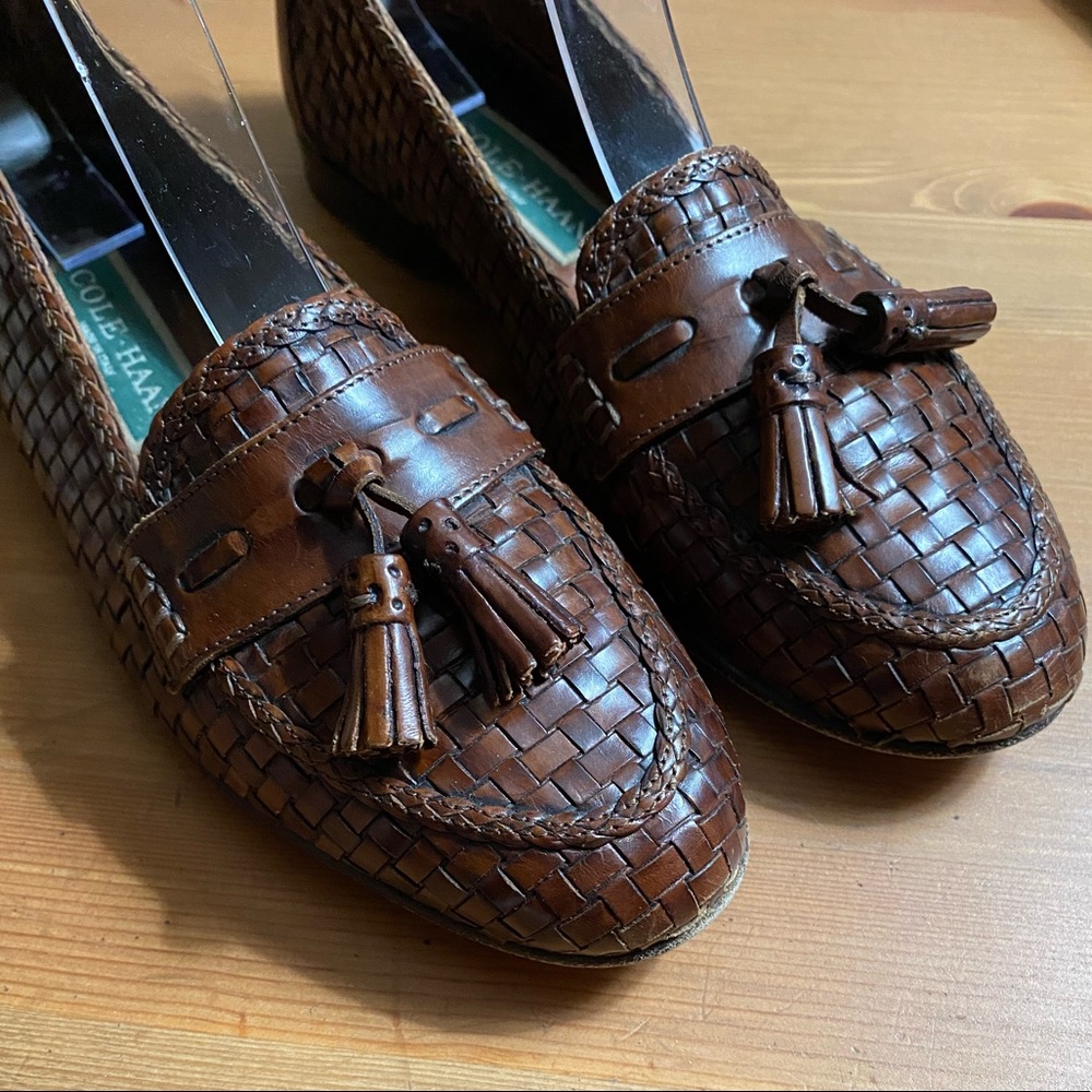 Cole Haan Woven Leather Tassel Loafers
